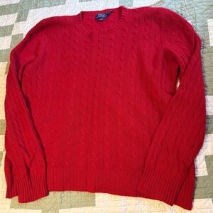 Ralph Lauren Men’s Red Cable-Knit Crewneck Sweater Cashmere XXL